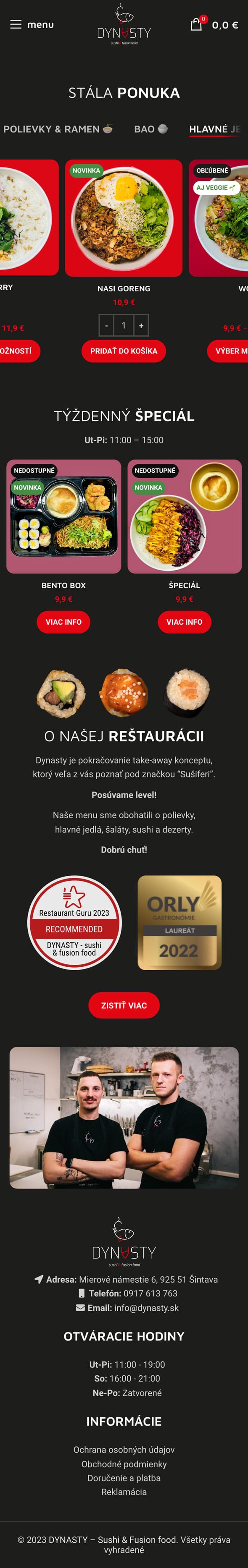 Pôvodná mobilná prezentácia Dynasty.sk