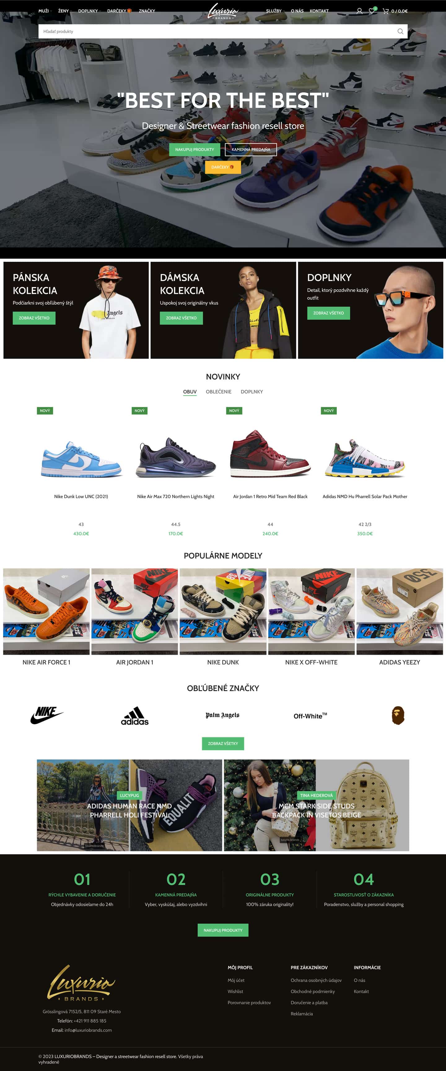 Pôvodný desktopový návrh e-shopu Luxuriobrands.com