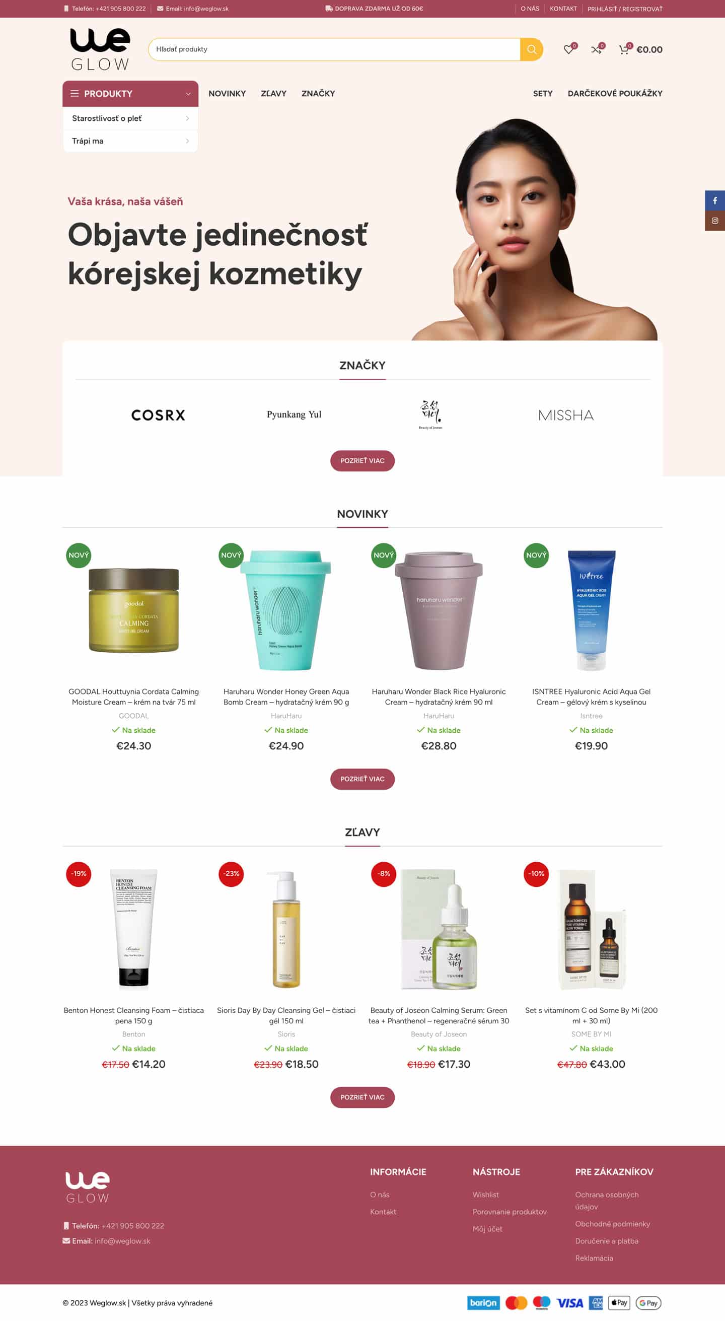 Pôvodný desktopový návrh e-shopu Weglow.sk