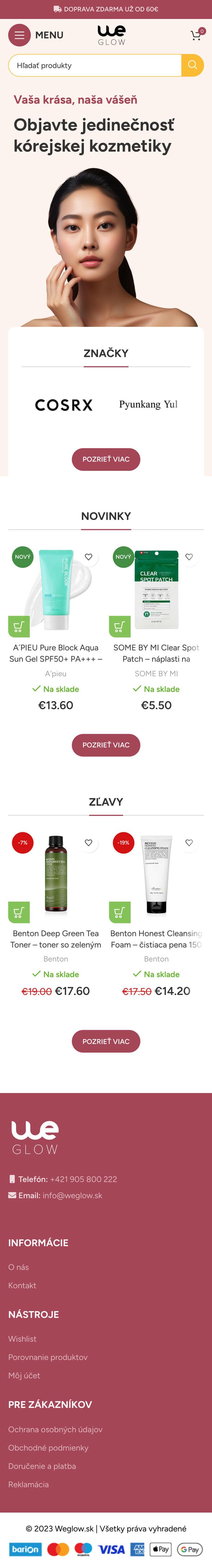 Pôvodný mobilný návrh e-shopu Weglow.sk