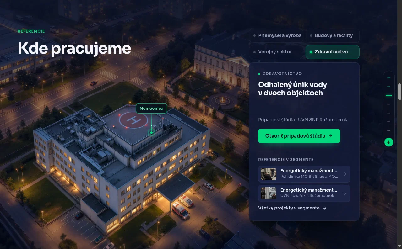 Pôvodná interaktívna mapa segmentov a referencií na webe Nidex