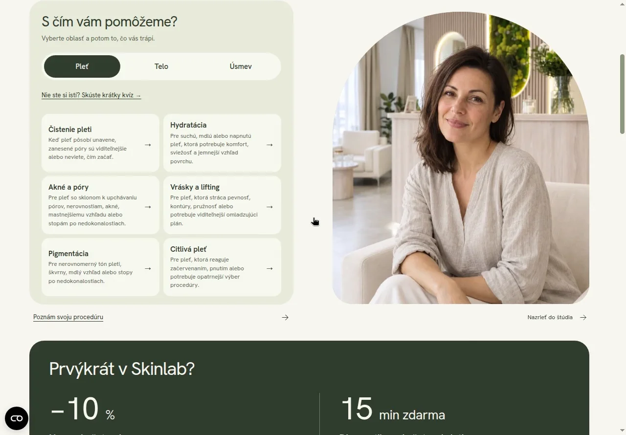 Skutočný poradca Skinlab s otvoreným výberom potrieb pleti